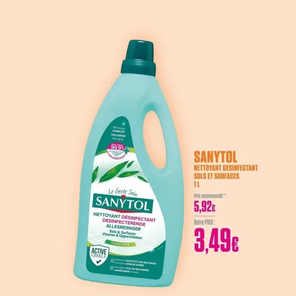 Offre: Nettoyant desinfectant sols et surfaces