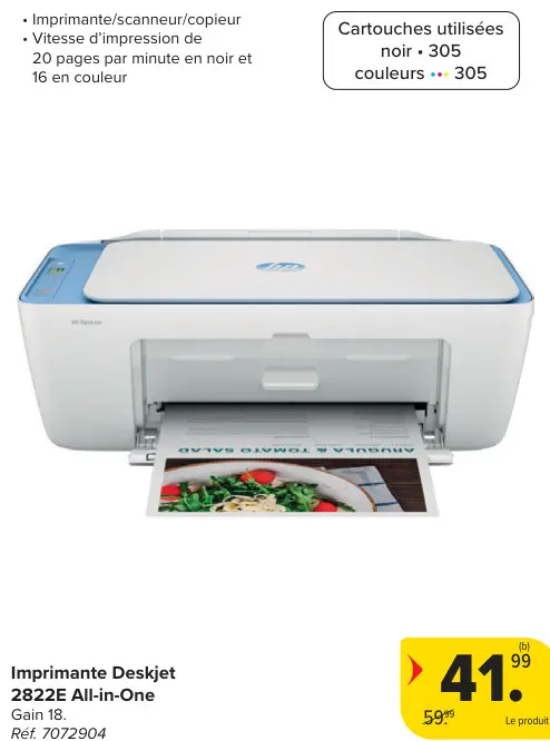 Offre: Imprimante Deskjet 2822E All-in-One