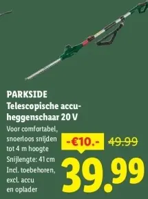 Aanbieding: Telescopische accu-heggenschaar 20 V