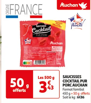 Aanbieding: SAUCISSES COCKTAIL PUR PORC