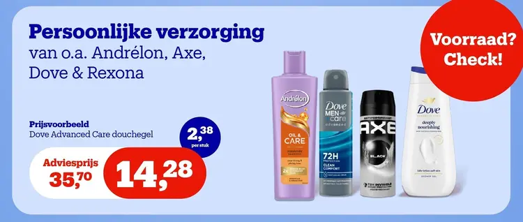 Aanbieding: Persoonlijke verzorging van o.a. Andrélon, Axe, Dove en Rexona