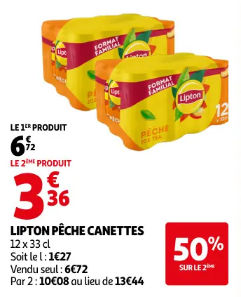 Offre: Lipton pêche canettes