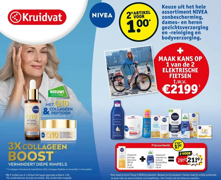 Aanbieding: Diverse Nivea, zoals UV gezicht anti-age Q10 creme SPF 50