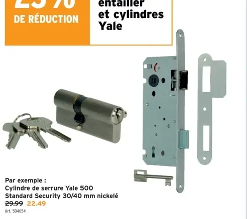 Offre: Cylindre de serrure Yale 500