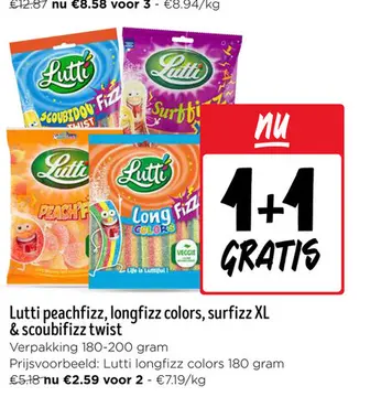 Aanbieding: Lutti peachfizz, longfizz colors, surfizz XL 