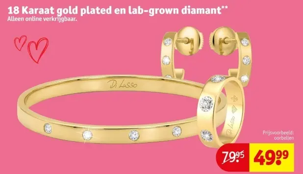Aanbieding: 18 Karaat gold plated en lab-grown diamant