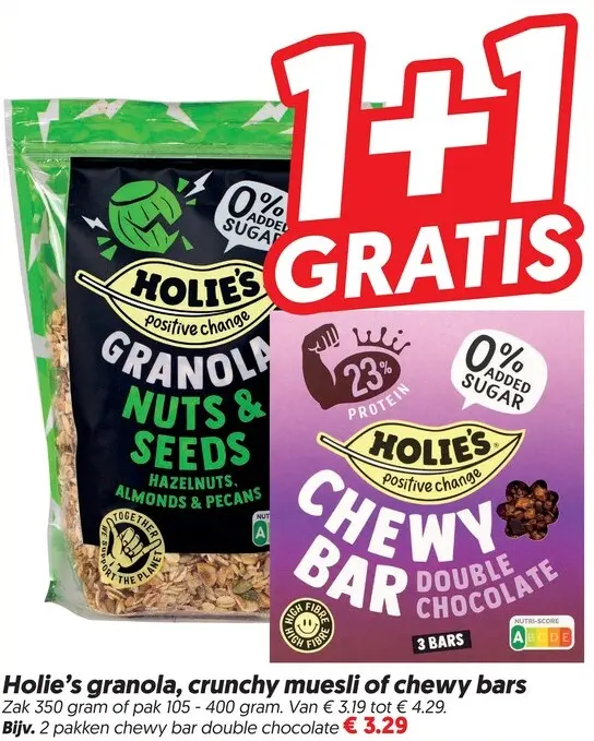 Aanbieding: Holie's granola, crunchy muesli of chewy bars