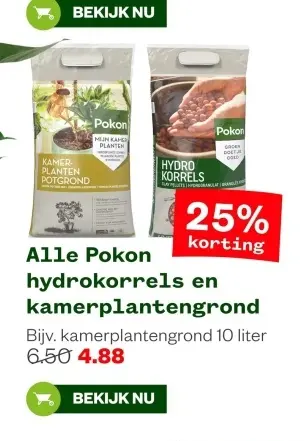 Aanbieding: hydrokorrels en kamerplantengrond