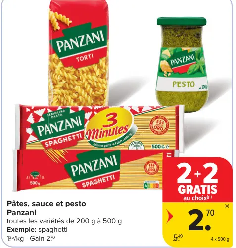 Offre: Pâtes, sauce et pesto