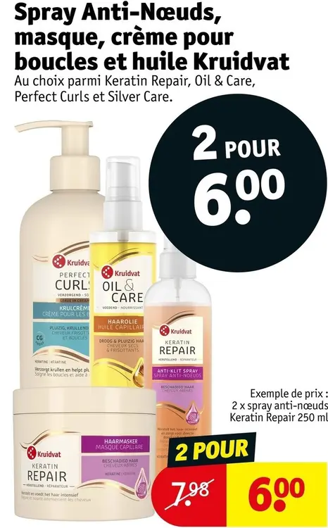 Offre: Spray Anti-Nœuds, masque, crème pour boucles et huile