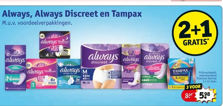Aanbieding: Always, Always Discreet en Tampax