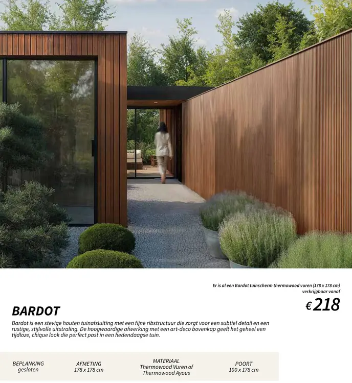 Promotie: Bardot tuinscherm thermowood vuren