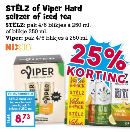 Aanbieding: Stëlz of Viper Hard seltzer of Iced Tea