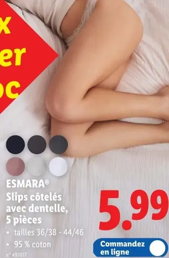 Offre: Slips côtelés avec dentelle