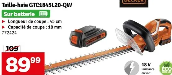 Offre: Taille-haie GTC1845L20-QW