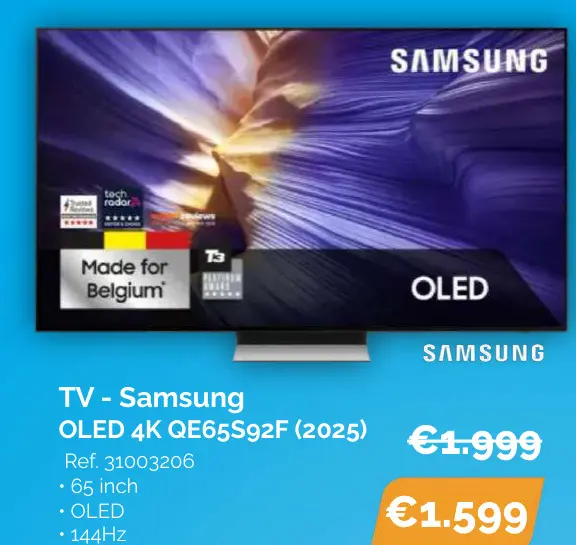 Promotie: TV - Samsung OLED 4K QE65S92F (2025)