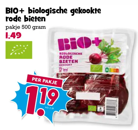 Aanbieding: Bio+ biologische gekookte rode bieten