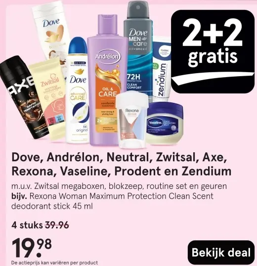 Aanbieding: Dove, Andrélon, Neutral, Zwitsal, Axe, Rexona