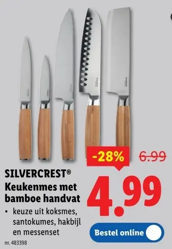 Promotie: Keukenmes met bamboe handvat