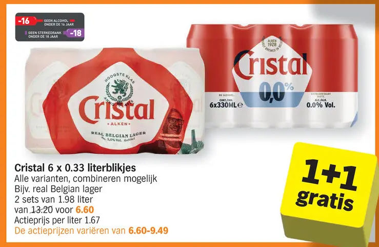 Promotie: Cristal 6 x 0.33 literblikjes