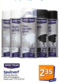 Aanbieding: SPECTRUM ECTRUM Matt High gloss Spray paint Clear varnish gloss White