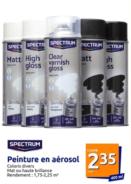Offre: SPECTRUM Matt High gloss Spray paint Clear varnish gloss