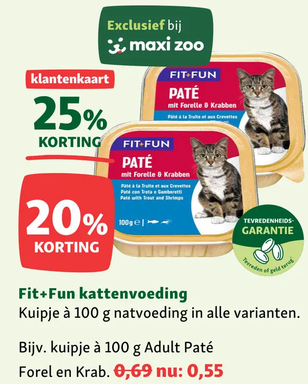 Aanbieding: Fit+Fun kattenvoeding Kuipje Adult Paté Forel