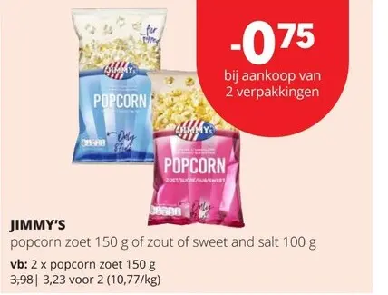 Promotie: Popcorn zoet of zout of sweet and salt