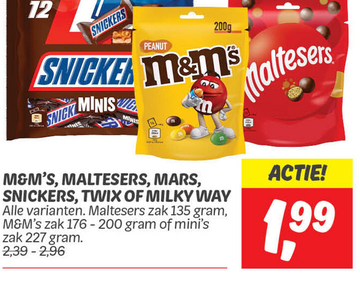 Aanbieding: M&M's, Maltesers, Mars, Snickers, Twix of Milky Way
