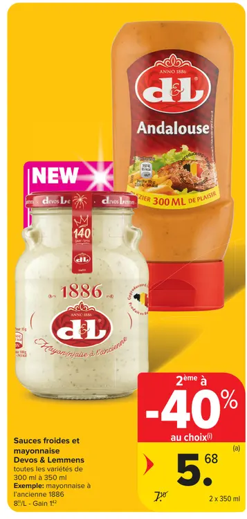Offre: Sauces froides et mayonnaise