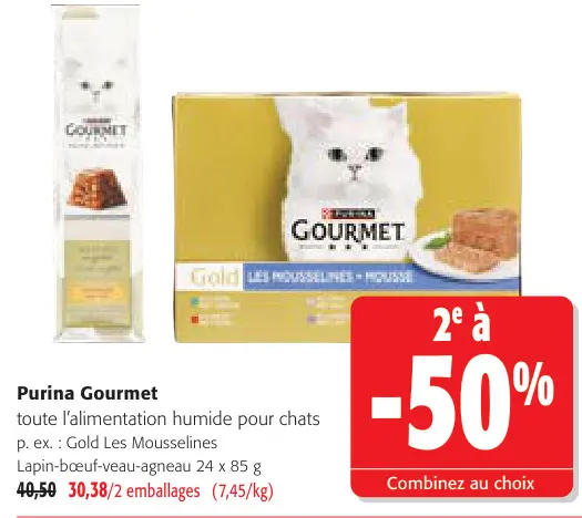 Offre: Purina Gourmet Gold Les Mousselines Lapin-bœu