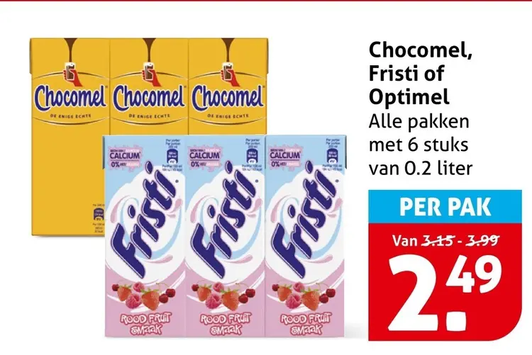 Aanbieding: Chocomel, Fristi of Optimel