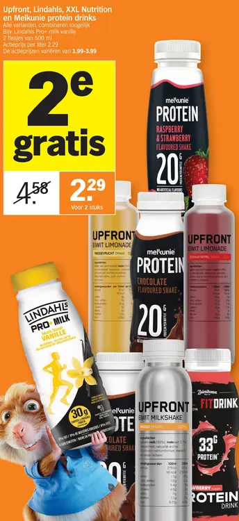 Offre: Upfront, Lindahls, XXL Nutrition en Melkunie Protein drinks