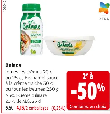 Offre: toutes les crèmes 20 cl ou 25 cl, Bechamel sa