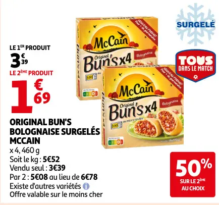Offre: Original bun's bolognaise surgelés