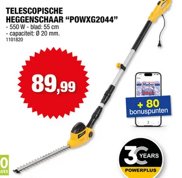 Promotie: Powerplus POWXG2044 elektrische heggenschaar telescopisch 550W 55cm