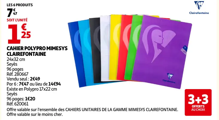 Offre: Cahier polypro mimesys