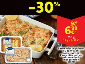 Offre: Parmentier de poisson ou cannelloni aux crevettes / Parmentier met vis of cannelloni met garnalen