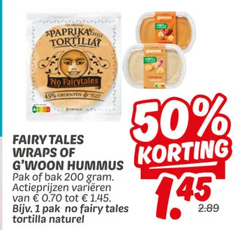 Aanbieding: Fairy tales wraps of G'WOON hummus