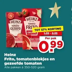 Aanbieding: Frito, tomatenblokjes en gezeefde tomaten