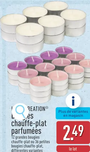 Offre: Bougies chauffe-plat parfumées