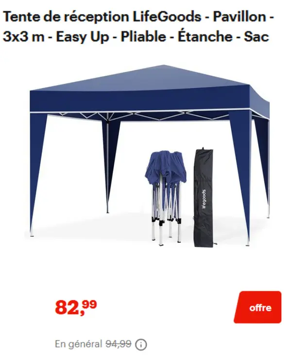 Offre: Tente de réception LifeGoods - Pavillon