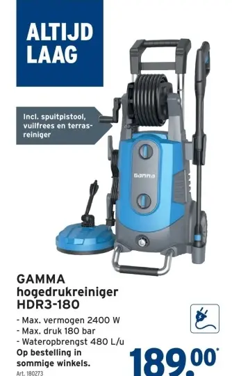 Promotie: Gamma hogedrukreiniger HDR3-180
