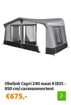 Aanbieding: Obelink Capri 240 maat 8 (825 - 850 cm) caravanvoortent