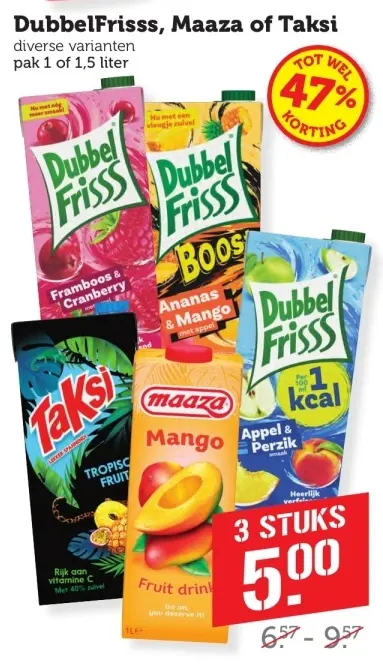 Aanbieding: DubbelFrisss, Maaza of Taksi