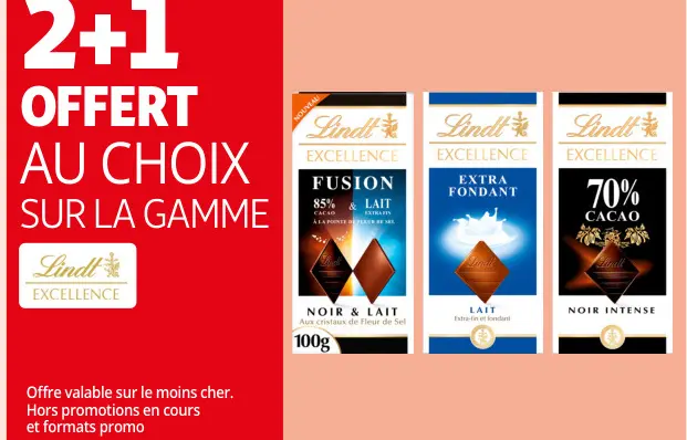 Offre: Lindt Excellence Chocolate Bars