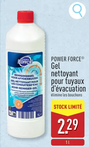 Offre: Gel nettoyant pour tuyaux d'évacuation