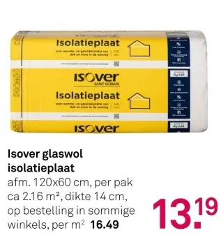 Aanbieding: Isover glaswol isolatieplaat