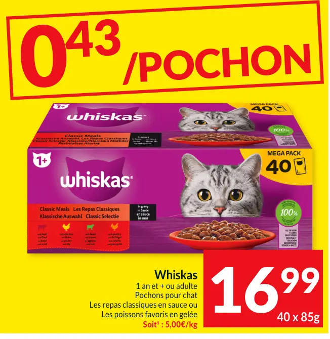 Offre: Whiskas Pochons pour chat