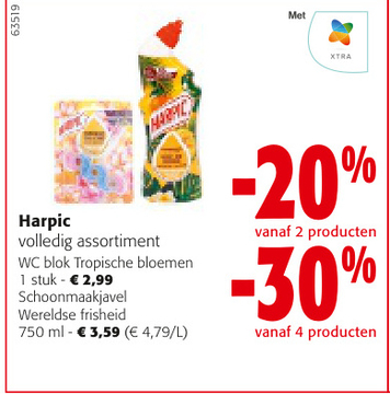 Aanbieding: Harpic volledig assortiment -20 % vanaf 2 producten -30 % vanaf 4 producten